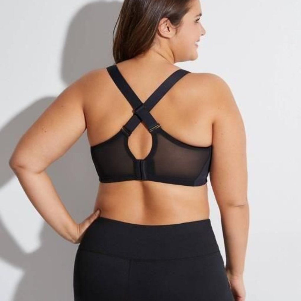 NEW Lane Bryant Livi Active Medium Impact Wirefree Sports Bra Black 44H Plus Sz - Picture 3 of 7